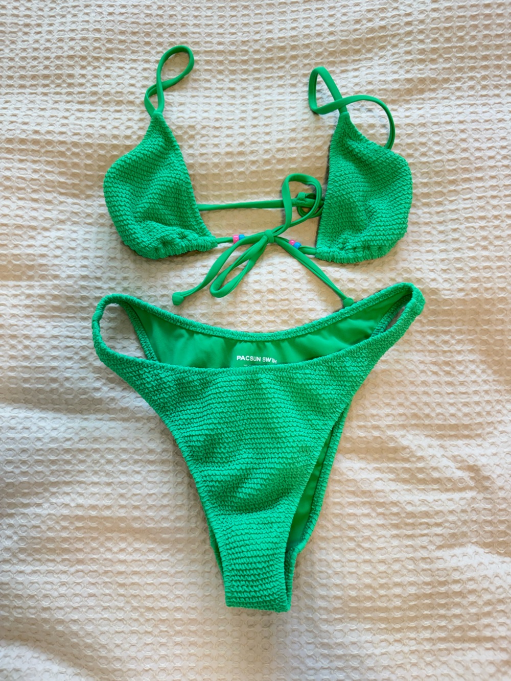 PacSun Green Textured Two-Piece Bikini